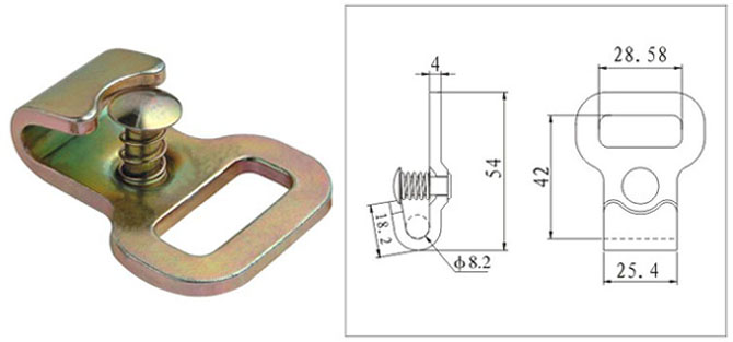 1IN X 3500LBS FLAT HOOK W/Keeper