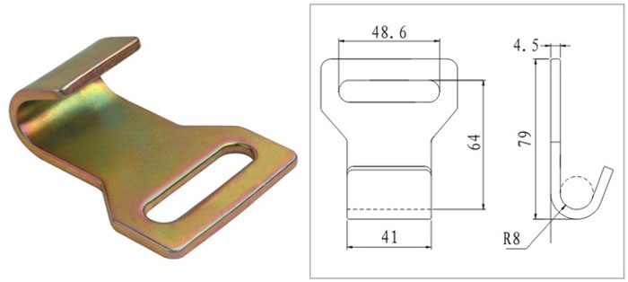 2IN X 6000LBS NARROW FLAT HOOK