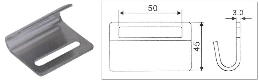 50MM X 800KG FLAT HOOK, STAINLESS