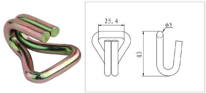 1IN X 500LBS / 25MM X 220KG DOUBLE J-HOOK