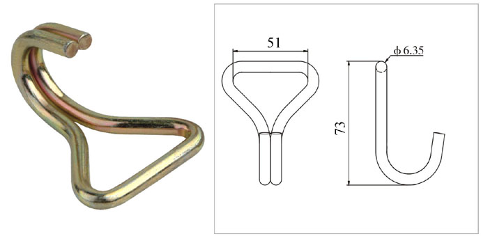 2IN X 1500LBS / 50MM X 680KG DOUBLE J-HOOK
