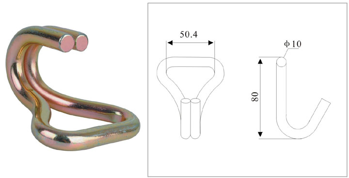 2IN X 5000LBS / 50MM X 2270KG DOUBLE J-HOOK
