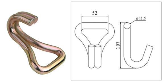 50MM X 5000KG DOUBLE J-HOOK