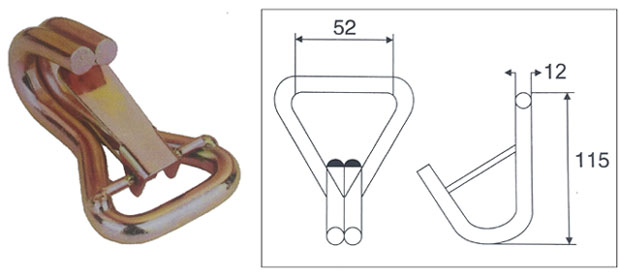 50MM X 5000KG DOUBLE J-HOOK, W/CLIP