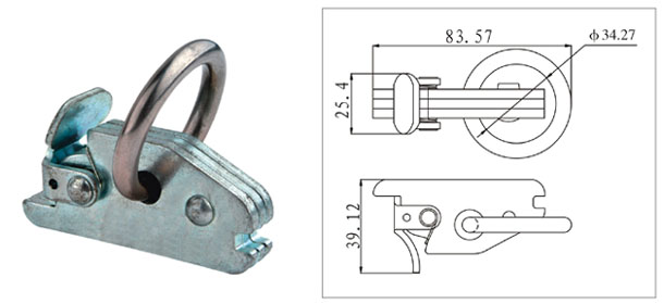 SERIES E/A TRACK FITTING W/ROUND RING