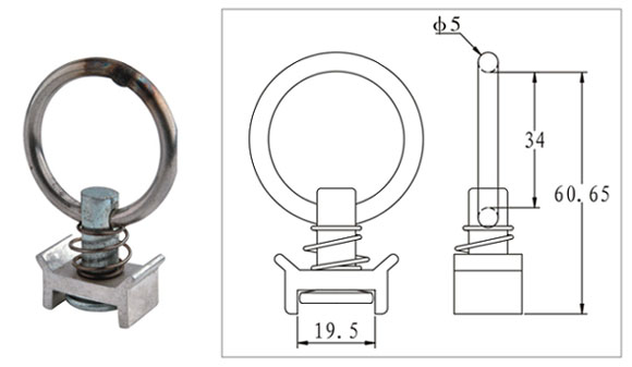 SINGLE STUD FITTING W/ROUND RING