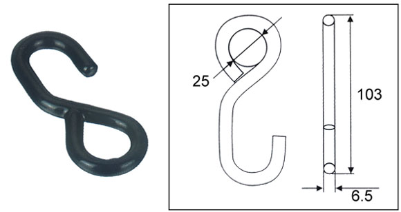 1IN X 1100LBS / 25MM X 500KG S-HOOK
