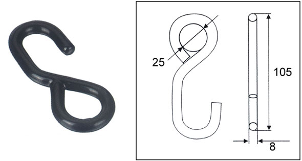 1IN X 1760LBS / 25MM X 800KG S-HOOK