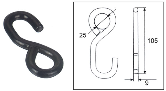 1IN X 2200LBS / 25MM X 1000KG S-HOOK